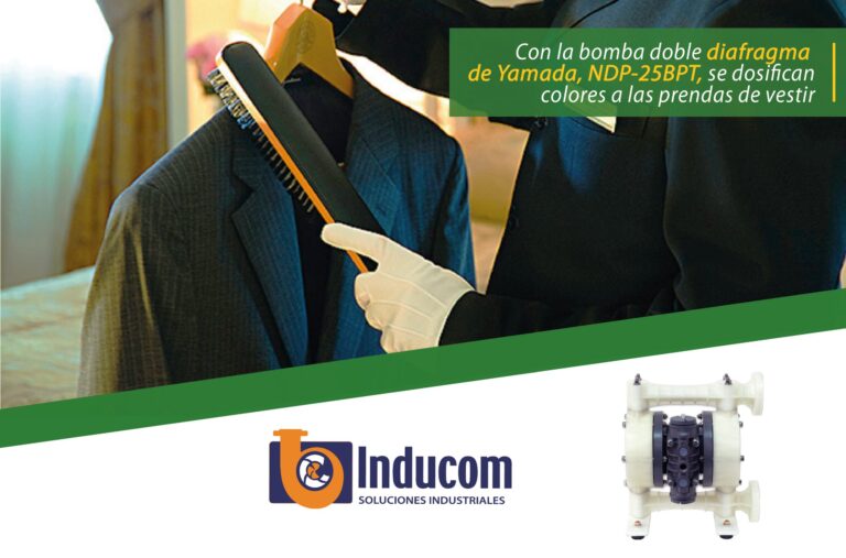 Con la bomba doble diafragma de Yamada, NDP-25BPT, se dosifican colores a las prendas de vestir