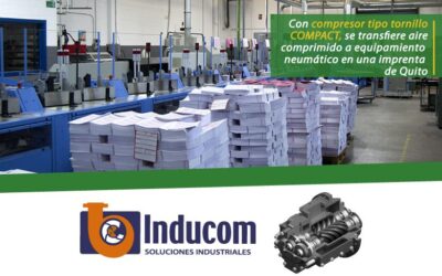 Con compresor tipo tornillo, se transfiere aire comprimido a equipamiento neumático en una imprenta de Quito